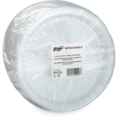 null Couvercles en dome pour contenants ronds de 9" 125 ea, 0,12 $/1ch
