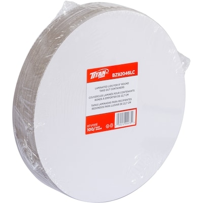 null Couvercles laminés pour contenant rond de 9" en aluminium 125/Pqt 125 ea, 0,10 $/1ch