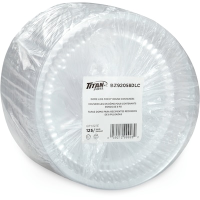null Couvercles en dome pour contenants en aluminium ronds de 8" 125/Pqt 125 ea, 0,10 $/1ch