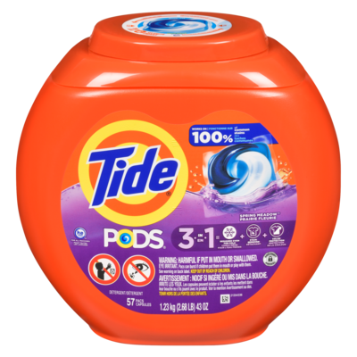 Tide PODS Laundry Detergent Soap Pacs, HE Compatible, 57 Count, Powerful 3-in-1 Clean, Spring Meadow 57 ea, $0.38/1ea