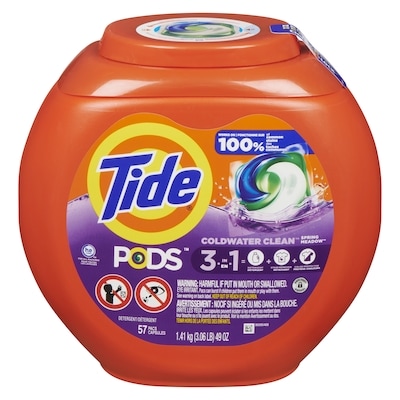 Tide PODS Laundry Detergent Soap Pacs, HE Compatible, 57 Count, Powerful 3-in-1 Clean, Spring Meadow 57 ea, $0.38/1ea