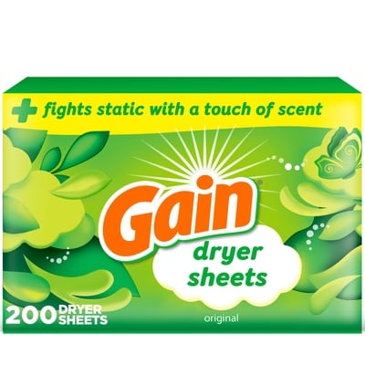 Gain Fabric Softener Dryer Sheets, Original, 200 count 200 ea, $0.07/1ea