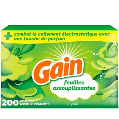 Gain Feuilles assouplissantes, parfum Original, 200 feuilles 200 ea, 0,07 $/1ch