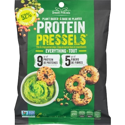 Dream Pretzels Protein Pressels Thin & Crispy Pretzel Chips Everything 150 g, $3.99/100g