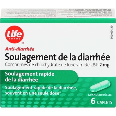 Life Soulagement de la diarrhée comprimés de chlorhydrate de lopéramide, USP 6 ea, 0,72 $/1ch