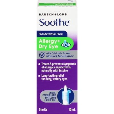 Bausch+Lomb Soothe Lubricating Eye Drops Allergy + Dry Eye 10 ml, $159.90/100ml