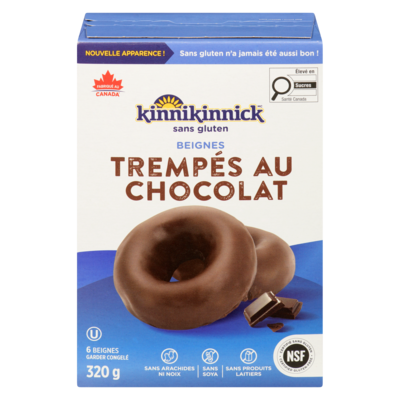 Kinnikinnick Beignes trempés au chocolat 320 g, 2,34 $/100g