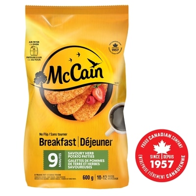 McCain 9 Minute No Flip Savoury Herb Potato Patties 600 g, $1.00/100g