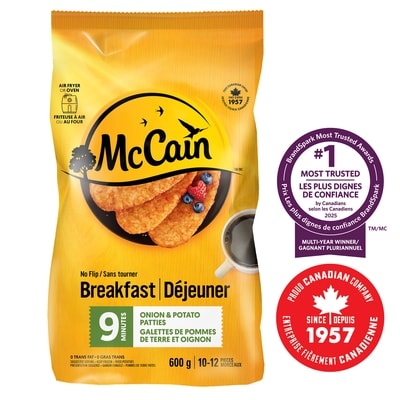 McCain 9 Minute No Flip Onion & Potato Patties 600 g, $1.00/100g