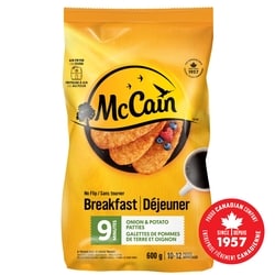 McCain 9 Minute No Flip Onion & Potato Patties 600 g, $0.50/100g