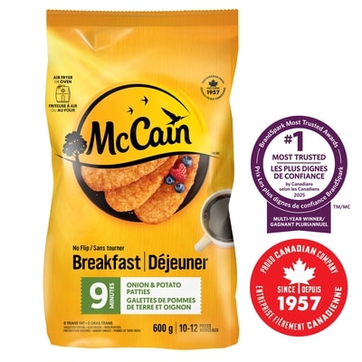 McCain Galettes de pommes de terre et oignon 9 minutes Sans tourner 600 g, 0,50 $/100g
