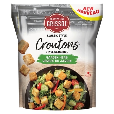 Grissol Croutons style restaurant ail et herbes 135 g, 2,07 $/100g
