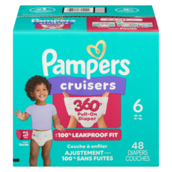 Pampers Couches Cruisers 360, taille 6, 48 couches 48 ea, 0,75 $/1ch