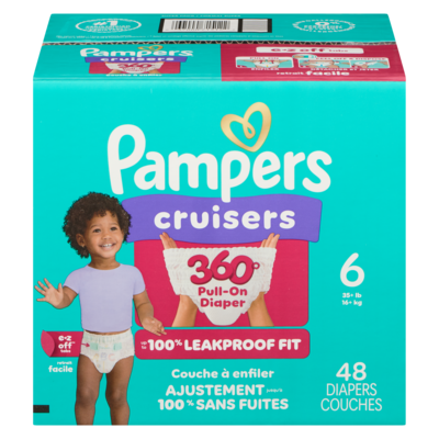 Pampers Couches Cruisers 360, taille 6, 48 couches 48 ea, 0,52 $/1ch