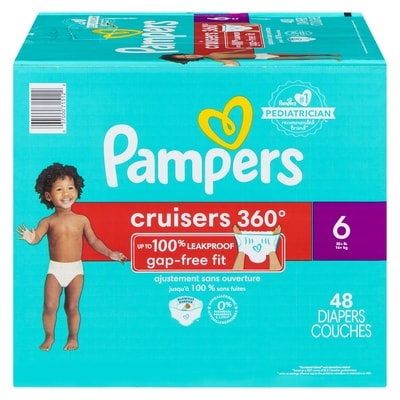 Pampers Couches Cruisers 360, taille 6, 48 couches 48 ea, 0,75 $/1ch