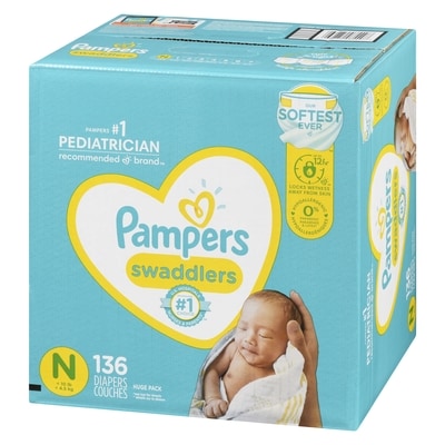 Couches Swaddlers pour nouveau-nés, taille 0, 136 couches