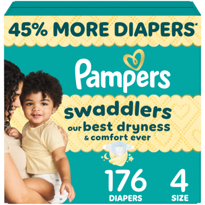 Pampers Diapers Swaddlers for Active Baby Size 4 176 ea, $0.32/1ea