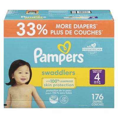 Pampers Diapers Swaddlers for Active Baby Size 4 176 ea, $0.31/1ea