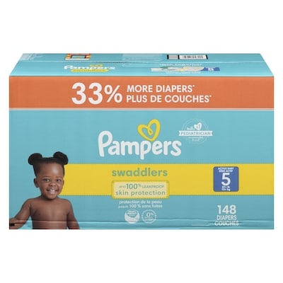 Pampers Swaddlers Size 5, 148 diapers 148 ea, $0.36/1ea