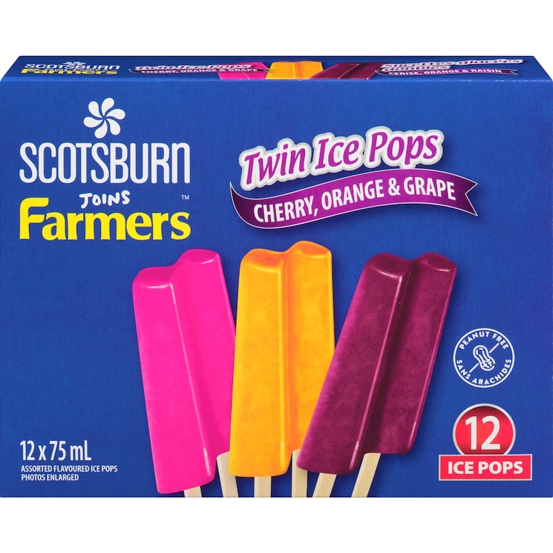 Scotsburn Scotsburn Twin Ice Pops Cherry, Orange & Grape - 900 ml