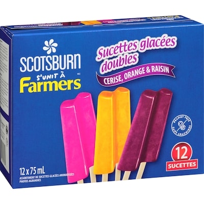 Scotsburn sucettes glacées doubles cerise, orange & raisin