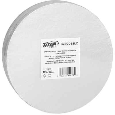 null Couvercles lamines pour contenants ronds en alunminium de 8" 125 ea, 0,09 $/1ch