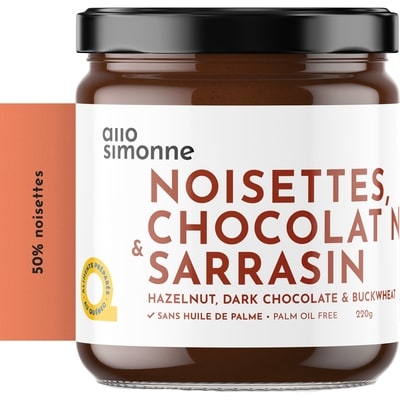 Allo Simonne Noisettes, Chocolat Noir & Sarrasin 220 g, 7,04 $/100g