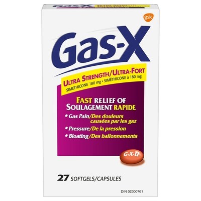 Gas-X Siméthicone à 180 mg ultra-fort 27 ea, 0,52 $/1ch