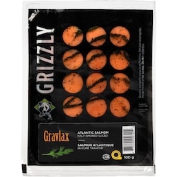 Grizzly Atlantic Salmon Half-Smoked Sliced Gravlax 100 g, $8.00/100g