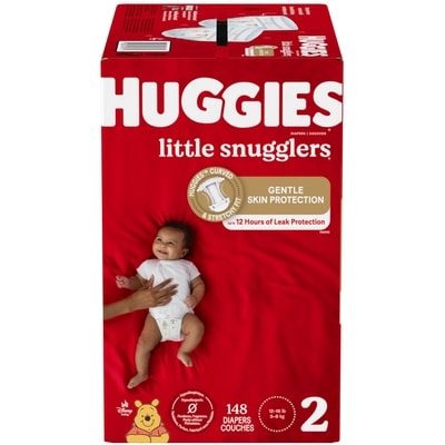 Huggies Couches pour bébés Little Snugglers, taille 2 (12 à 18 livres), 148 couches 148 ea, 0,27 $/1ch