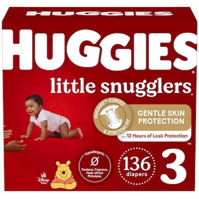 Huggies Little Snugglers Baby Diapers, Size 3 (16-28 lbs), 136 Ct 136 ea, $0.32/1ea