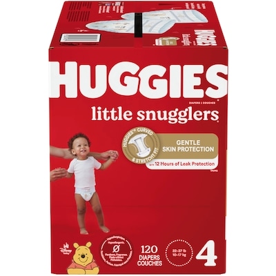 Huggies Couches pour bébés Little Snugglers, taille 4 (22 à 37 livres), 120 couches 120 ea, 0,33 $/1ch