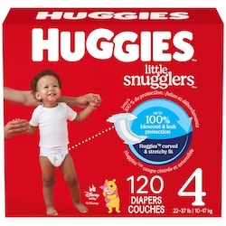 Huggies Couches pour bébés Little Snugglers, taille 4 (10 à 17 kg [22 à 37 livres]), 120 couches 120 ea, 0,29 $/1ch