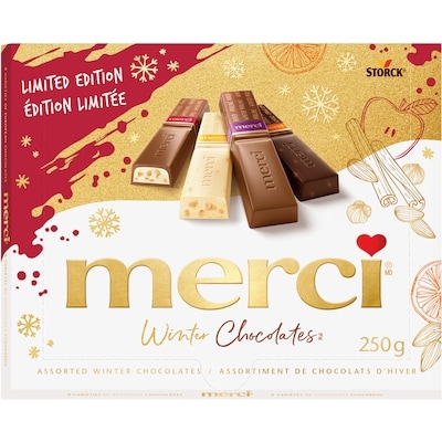 merci Finest Selection : chocolats européens de premier choix Chocolats d’hiver 250 g, 4,00 $/100g