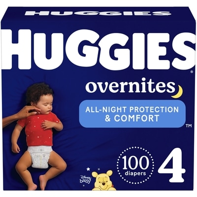Huggies Overnites Nighttime Baby Diapers, Size 4 (22-37 lbs), 100 Ct 100 ea, $0.42/1ea