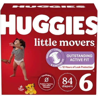 Huggies Little Movers Baby Diapers, Size 6 (35+ lbs), 84 Ct 84 ea, $0.50/1ea