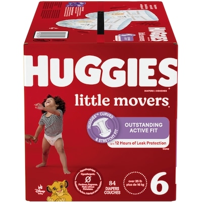 Huggies Couches pour bébés Little Movers, taille 6 (35 livres et plus), 84 couches 84 ea, 0,50 $/1ch
