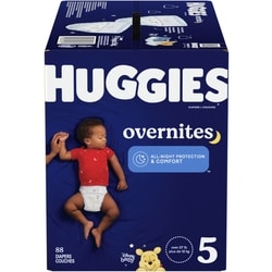 Huggies Couches pour bébé Overnites pour la nuit, taille 5 (plus de 12 kg [27 livres]), 88 unités 88 ea, 0,40 $/1ch