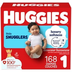Huggies Couches pour bébés Little Snugglers, taille 1 (4 à 6 kg [8 à 14 livres]), 168 couches 168 ea, 0,25 $/1ch