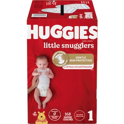 Huggies Couches pour bébés Little Snugglers, taille 1 (8 à 14 livres), 168 couches 168 ea, 0,24 $/1ch