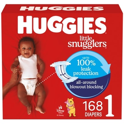 Huggies Couches pour bébés Little Snugglers, taille 1 (8 à 14 livres), 168 couches 168 ea, 0,28 $/1ch