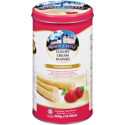 White Castle Cream Wafers Filled With Strawberry Flavoured Cream Strawberry 300 g, $2.00/100g