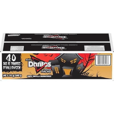 Chips tortilla aromatisées Mini Fromage nacho – sacs d’Halloween, (40 sacs de 16 g)