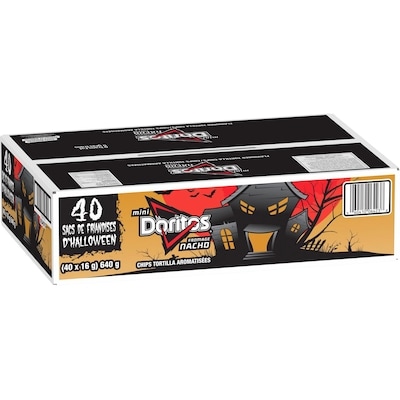 Chips tortilla aromatisées Mini Fromage nacho – sacs d’Halloween, (40 sacs de 16 g)