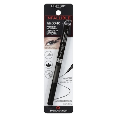L'Oreal Paris Infallible Grip Precision Felt Eyeliner, Smudge Resistant, Long Lasting Waterproof Eyeliner BLACK 1 ml, $1,279.00/100ml