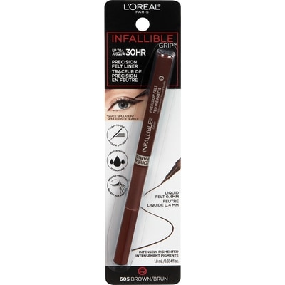 L'Oreal Paris Infallible Grip Precision Felt Eyeliner, Smudge Resistant, Long Lasting Waterproof Eyeliner BROWN 1 ml, $1,279.00/100ml