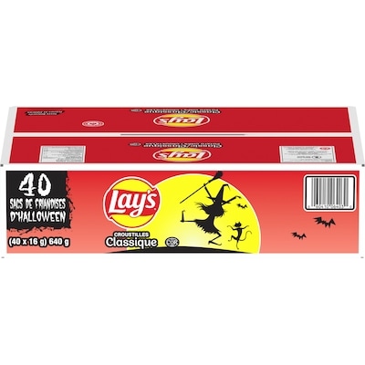 Lay’s Croustilles Classique, 40 sacs de friandises d’Halloween de 16 g chacun 640 g, 2,03 $/100g