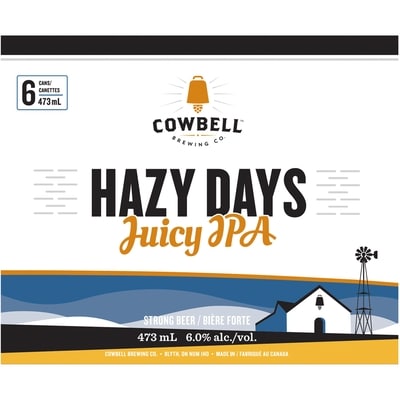 COWBELL Hazy Days Juicy IPA (ID required at pick-up) 6x473.0 ml, $0.74/100ml