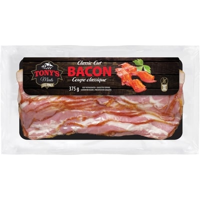 Tony’s Meats Bacon tranche 375 g, 2,40 $/100g