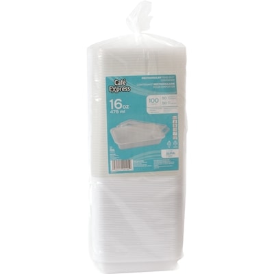 null Contenant rectangulaire pour emporter 475ml avec couvercle, pack de 50 50 ea, 0,24 $/1ch